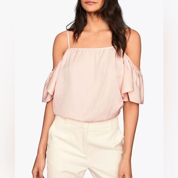 NEW Reiss Emma off shoulder linen blend ruffle top new no tags - Picture 1 of 10